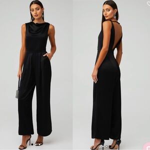 Nonchalant Jasmine Open Back Satin Jumpsuit Black XS